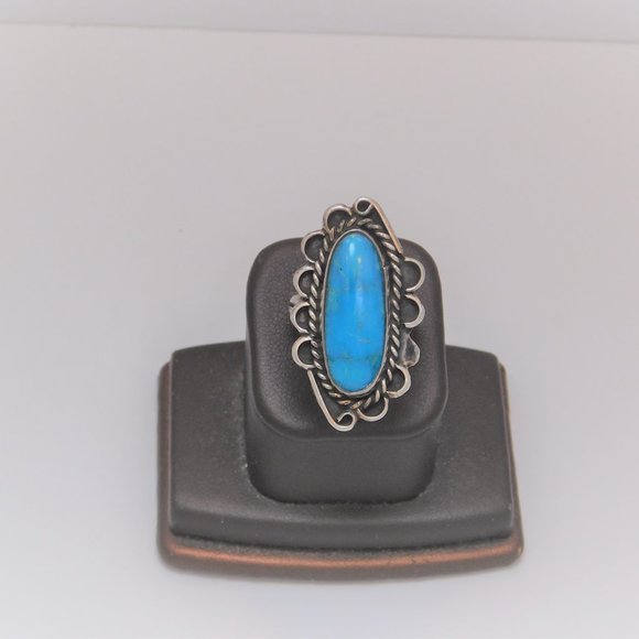 Turquoise 925 Silver Ring Size: 6.50 - Picture 2 of 4